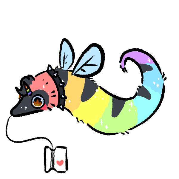 a rainbow fuzzy worm on a string